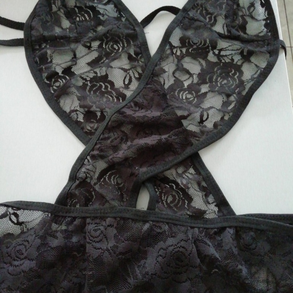 NEW!Sexy Lingerie Lace Teddy Plunging V with Snaps - Picture 4 of 5